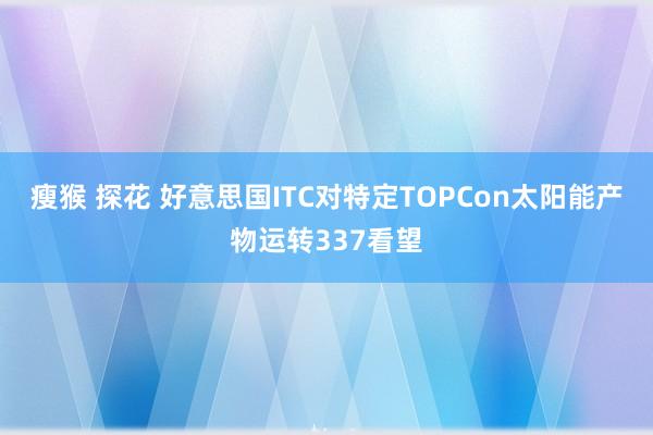 瘦猴 探花 好意思国ITC对特定TOPCon太阳能产物运转337看望