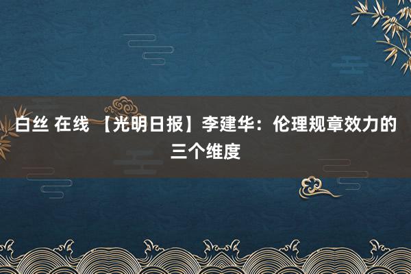 白丝 在线 【光明日报】李建华：伦理规章效力的三个维度