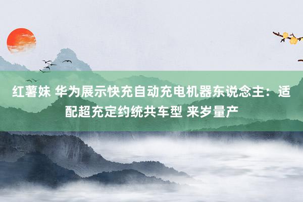 红薯妹 华为展示快充自动充电机器东说念主：适配超充定约统共车型 来岁量产